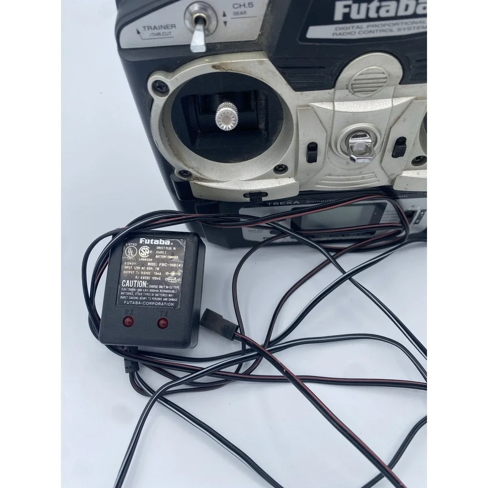 Futaba T6EXA 6-Channel 35MHz RC Transmitter- AC Adapter -Powers On -Missing Back